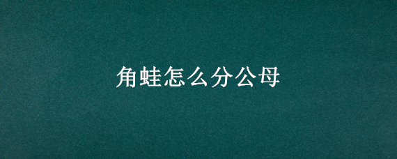 角蛙怎么分公母