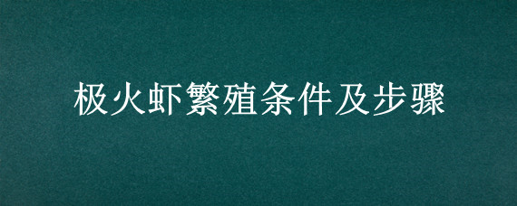 极火虾繁殖条件及步骤