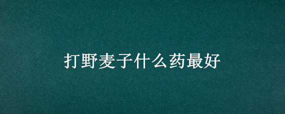 打野麦子什么药最好