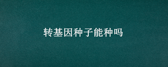 转基因种子能种吗