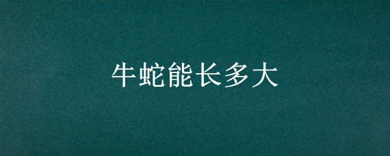 牛蛇能长多大