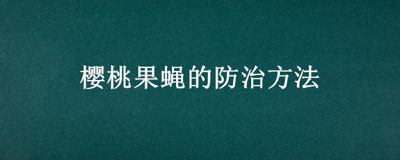 樱桃果蝇的防治方法