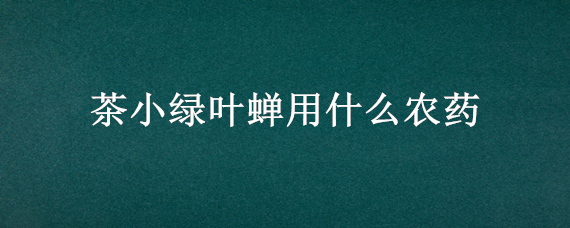 茶小绿叶蝉用什么农药