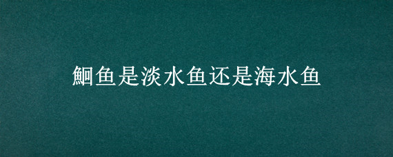 鮰鱼是淡水鱼还是海水鱼