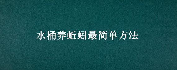 水桶养蚯蚓最简单方法